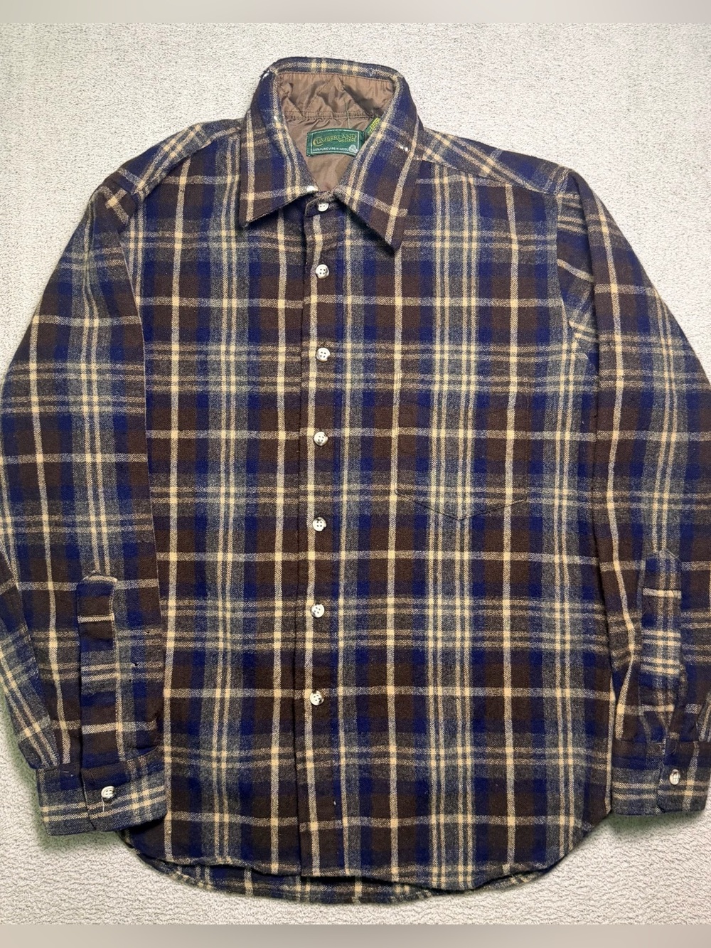 Vintage 80s Cumberland Woolens Plaid Flannel Shirt Men’s M 100% Virgin Wool